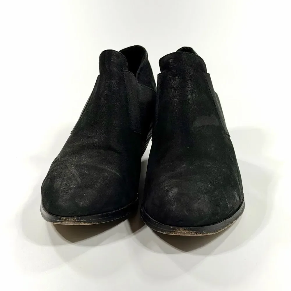 Eileen Fisher Black Suede Leather stretch bootie 7